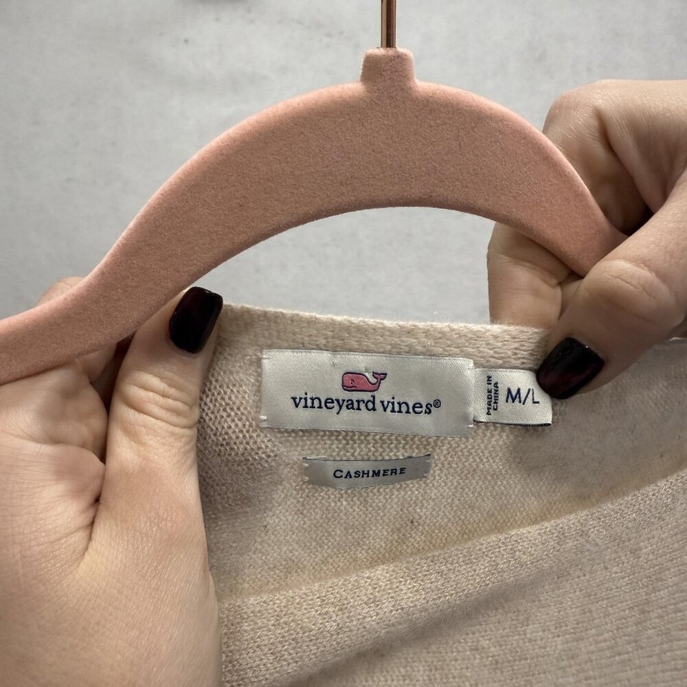 Vineyard Vines Poncho Womens Medium Large Beige Cashmere Asymmetrical Knit Wrap - Picture 2 of 5